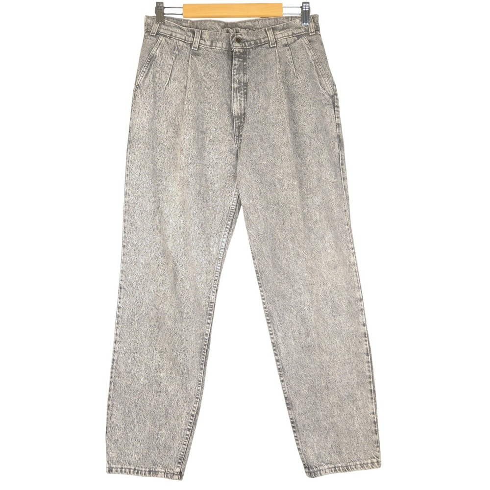Vintage Levis Silver Tab Jeans Gray Acid Wash Pleated 80s 34x30 (Fits‎ 31x30)